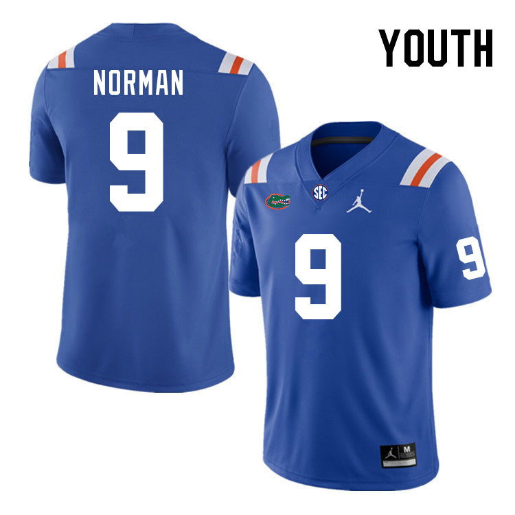Youth #9 Will Norman Florida Gators College Football Jerseys Stitched-Retro
